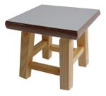 Banqueta Mini Hardman Madeira Natural Assento Quadrado Em MDF Branco