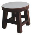 Banqueta Mini Hardman Madeira Padrão Nogueira Ass. Redondo MDF Bco