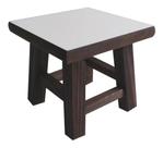 Banqueta Mini Hardman Madeira Padrão Nogueira Assento Quadrado Em MDF Branco