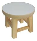 Banqueta Mini Madeira Natural Assento Redondo MDF Branca