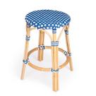 Banqueta Offex Transitional Rattan azul e branco