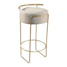Banqueta Olivia em Linho e Base Metal Dourado