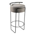 Banqueta Olivia em Linho e Base Metal Preto