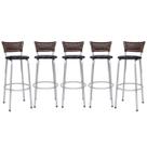 Banqueta Para Cozinha Americana Estrutura Prata Kit 5un Cadeira Balcão Bar Encosto Junco Argila 70cm Itagold
