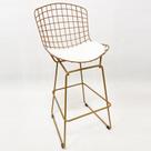 Banqueta para Cozinha média Bertoia maciça cor Dourado fosco assento branco altura 60cm - Poltronas do Sul Banqueta para Cozinha média Bertoia maciça cor Dourado fosco assento branco altura 60cm - Poltronas do Sul