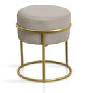 Banqueta para Quarto Sala Penteadeira Decoração Argola de Ferro Dourado Estilo Industrial Puff Moderno Redondo