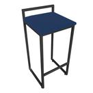 Banqueta Pietra Suede Azul Marinho Base Preto D03 - D'Rossi