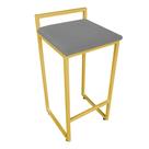Banqueta Pietra Suede Base Dourado D'Rossi