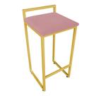 Banqueta Pietra Suede Rosê Base Dourado D03 - D'Rossi