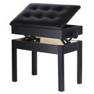 Banqueta Preta,Banco de Piano,Teclado c/Ajuste Altura (48-58 cm),Assento (34x55 cm),Baú