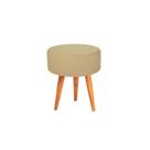 Banqueta Puff decorativo redondo pé palito tripé bege Banqueta Puff decorativo redondo pé palito tripé bege