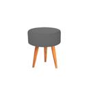 Banqueta Puff decorativo redondo pé palito tripé cinza chumbo