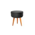 Banqueta Puff decorativo redondo pé palito tripé preto