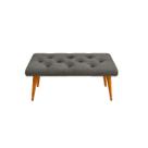 Banqueta Puff Estofada Capitone CORES com Pes Madeira 35X70 Banco Decorativo Moderno Sala Quarto TV