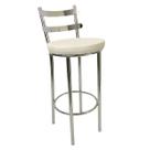 Banqueta Rafaela - Redonda Alta para Bar e Cozinha Cromada com Assento Confortável cor Branco