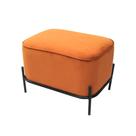 Banqueta Retangular Estof Laranja Base Metal Preto Luxo Banqueta Retangular Estof Laranja Base Metal Preto Luxo