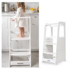 Banqueta Toddler Tower Step dadada com trilho de segurança ajustável branco Banqueta Toddler Tower Step dadada com trilho de segurança ajustável branco