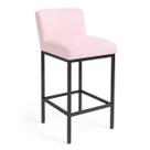 Banqueta Viena Alta Estofada Veludo Rosa Bb com Base Metal Preto Liberty Móveis