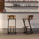 Banqueta Z Alta 95cm Bistrô Madeira Maciça e Aço Carbono Design Industrial e Sustentável