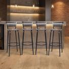 Banquetas alta para cozinha Banco Alta Ideal Balcão Gourmet Bar Bistrô Bancada Americana Com Encosto Junco Degradê Itagold