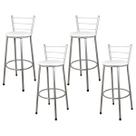 Banquetas Para Cozinha Prata 4Un Assento Branco
