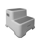 Banquinho Banheiro Infantil Antiderrapante Escada 2 Degraus Branco e Cinza