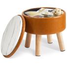 Banquinho para pés Ottoman IBUYKE WBD023J com armazenamento de 33 cm marrom-amarelado
