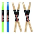 Baquetas EASTROCK 5A Maple Wood, azul, verde, nylon, 6 pares