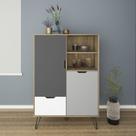 Bar com 2 Portas e 1 Gaveta, Pés de Metal, 6 Nichos para Garrafas, Buffet Adega Estocolmo