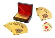 Baralho Dourado Folheado Ouro 24k + Caixa Luxo + Certificado - Dólar Baralho Dourado Folheado Ouro 24k + Caixa Luxo + Certificado - Dólar