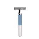 Barbeador de segurança MÜHLE NEO para homens e mulheres cromado com alça azul
