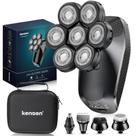 Barbeador elétrico Kensen 7D 5 em 1 sem fio impermeável preto