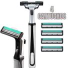 Barbeador Premium com 4 Recargas Refil Fita Lubrificante e 2 Lâminas P/ Barba Depilação Antialérgico Barbeador Premium com 4 Recargas Refil Fita Lubrificante e 2 Lâminas P/ Barba Depilação Antialérgico