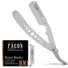 Barbeador profissional FACON Straight Razor com 100 lâminas