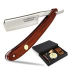 Barbear retrô com alça de madeira Straight Razor Gold Dollar