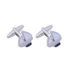 Barco à vela Cufflinks para homens, esmalte branco, banhado a prata