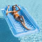 Barco flutuante de piscina inflável SLLAK para adultos com travesseiro rosa