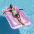 Barco flutuante de piscina inflável SLLAK para adultos com travesseiro rosa