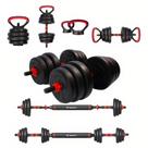 Barra Anilha Halter Kettlebell Kit Musculação Completo - 40kg