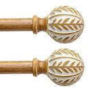 Barra de cortina QDWIS Boho Wood 1 ajustável de 120 a 210 cm, pacote com 2
