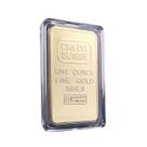 Barra de ouro fino comemorativa Swiss Credit Suisse de 1 onça Barra de ouro fino comemorativa Swiss Credit Suisse de 1 onça