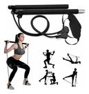Barra De Pilates Cor Preta Com Elásticos Ajustáveis Treino