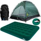 Barraca Camping 3 Pessoas + Colchão Casal Com Bomba + Mochila Reforçada