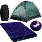 Barraca Camping 3 Pessoas + Colchão Casal Com Bomba + Mochila Reforçada