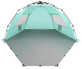 Barraca de praia Oileus X-Large para 4 pessoas com abrigo solar verde claro