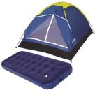 Barraca Iglu para Camping 2 Pessoas Azul com Colchão Inflável Solteiro e Inflador Mecânico MOR