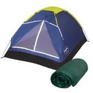 Barraca Iglu para Camping Azul 2 Pessoas com Saco de Dormir MOR Barraca Iglu para Camping Azul 2 Pessoas com Saco de Dormir MOR
