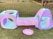 Barraca Toca Infantil Colorida 3 X 1 com Túnel Rosa