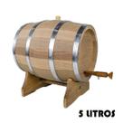 Barril de Madeira Jequitibá Natural com Aro Inox - 5 Litros