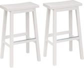 Barstool Amazon Basics, assento de selim branco de madeira maciça, conjunto de 2
